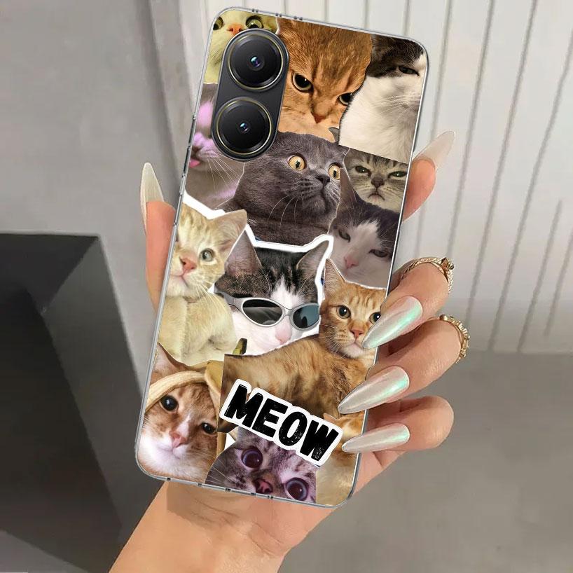 Чехол для телефона с мемами "Плачущий кот" для Xiaomi Poco X5 X6 X7 Pro F7 Ultra M7 Redmi 15 15C 13 13C 12 12C 10 10A 10C 9 9A 9C 9T Shell Poco