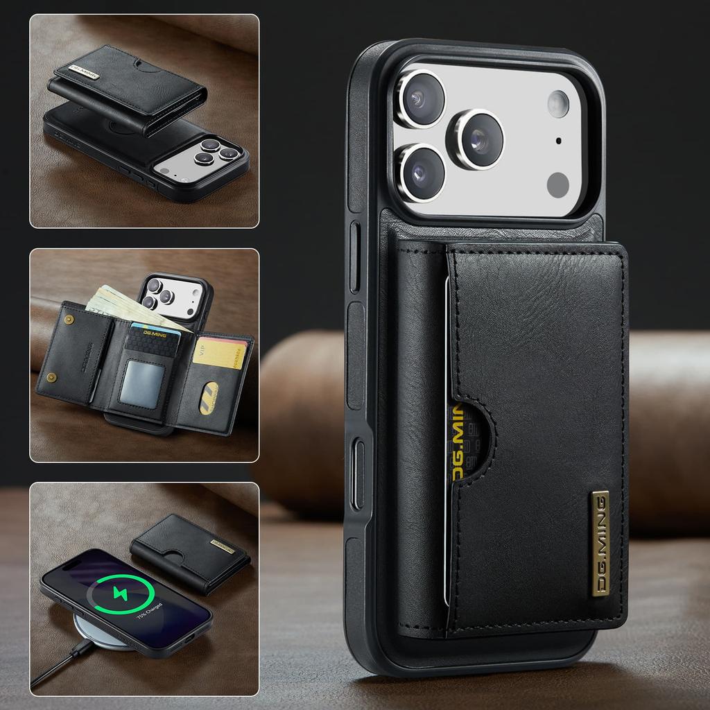 Leather Phone Case for iPhone 17 Pro Max 16E 17Air 16 Pro 15 Plus 14 13 12 11 Magnetic Detachable RFID Blocking Card Slot Wallet