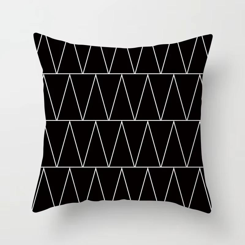 Double Sided Black White Geometric Pillowcase Polyester Striped Cushion Cover for Sofa Living Room and Modern Home Decor