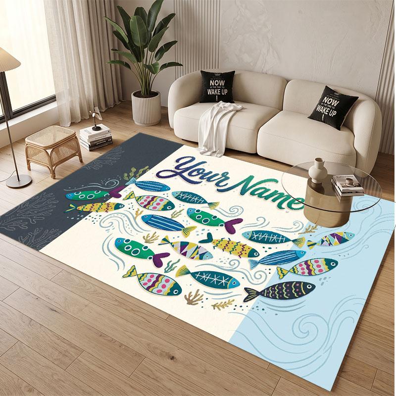 Fantasy Adventure Theme Soft Crystal Velvet Rug Custom Name & Text Print Non Slip Floor Rug for Bedroom Living Room