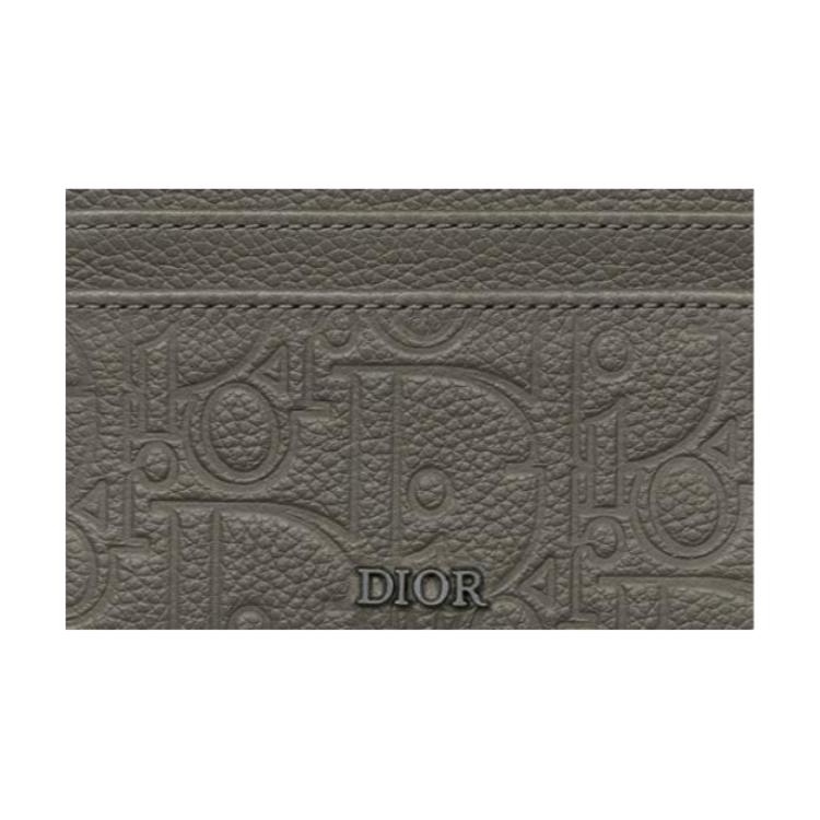 Dior Embossed Logo Gravity Print Leather Card Holder Unisex Accessories Gray 2ESCH135FLG-H800