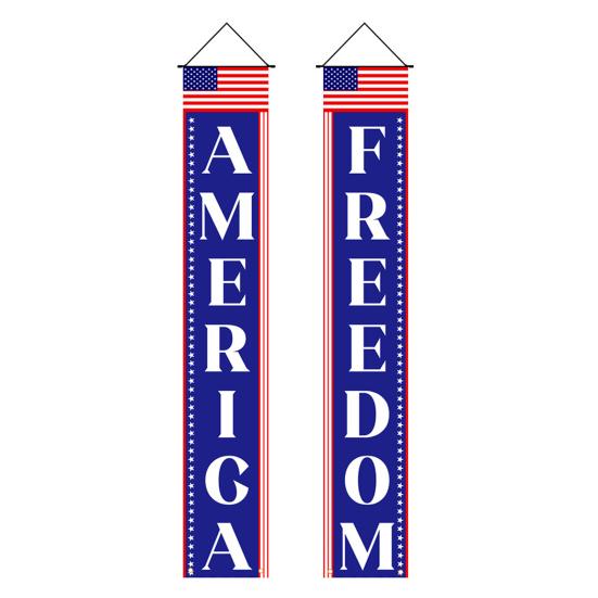 4th of July Patriotic Door Banners Outdoor Patriotic American Flag Hanging Porch Sign for Independence Day Memorial Day Decor