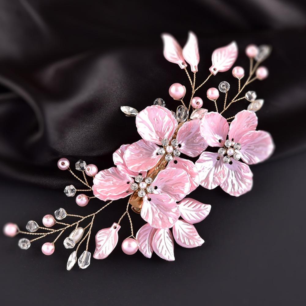 Korean style Crystal Pearl Flower Hair Pin Elegant Beautiful Bridesmaid Tiara Floral Style Barrettes Wedding Hair Accessories