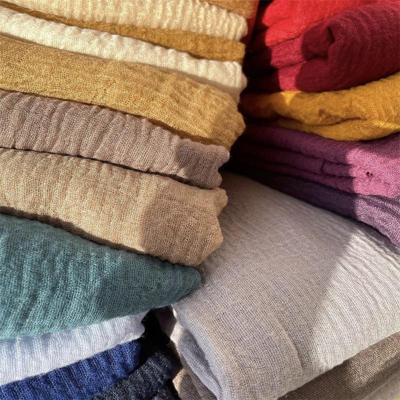 180*90 см женский хлопковый льняной шарф с гофрированным узором шаль хиджаб длинный платок шарфы головные повязки однотонные шарфы женский простой платок