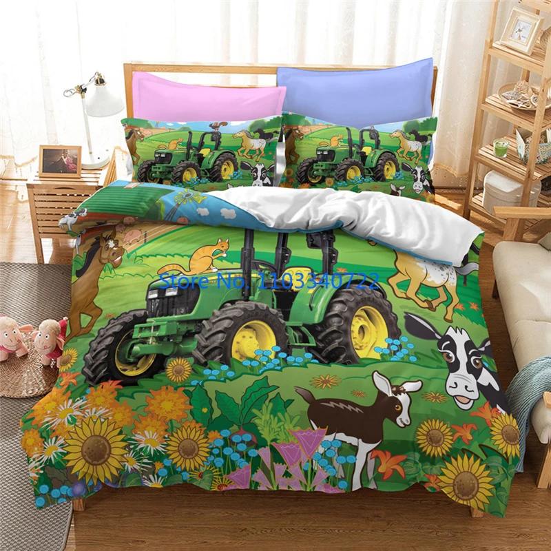 Farm Tractor 3d Bedding Set Duvet Cover Set 3D Print Comforter Cover Bedclothes for Boy Girl Bedding Sets Bedroom Decor