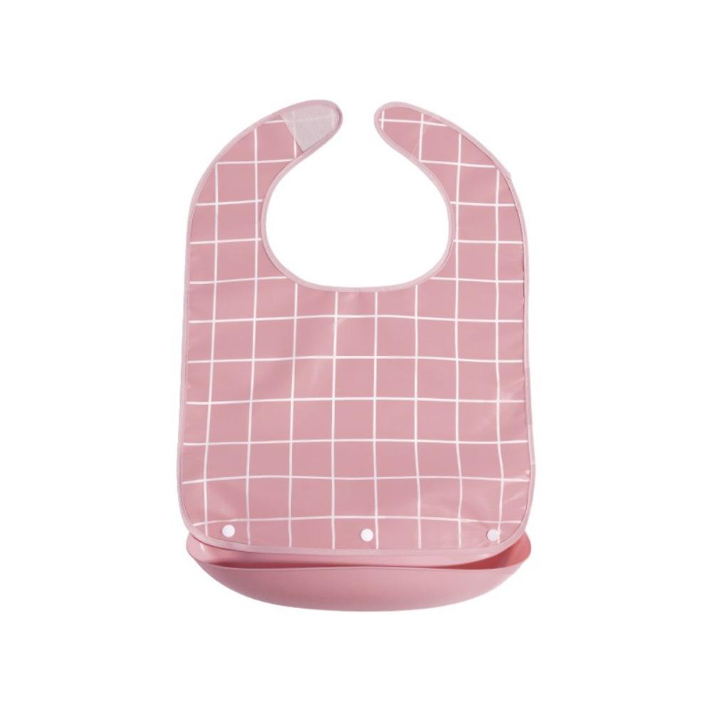 Plaid Pattern Elderly Bib Waterproof Eating Smock Easy Clean Mealtime Bib Elderly Care