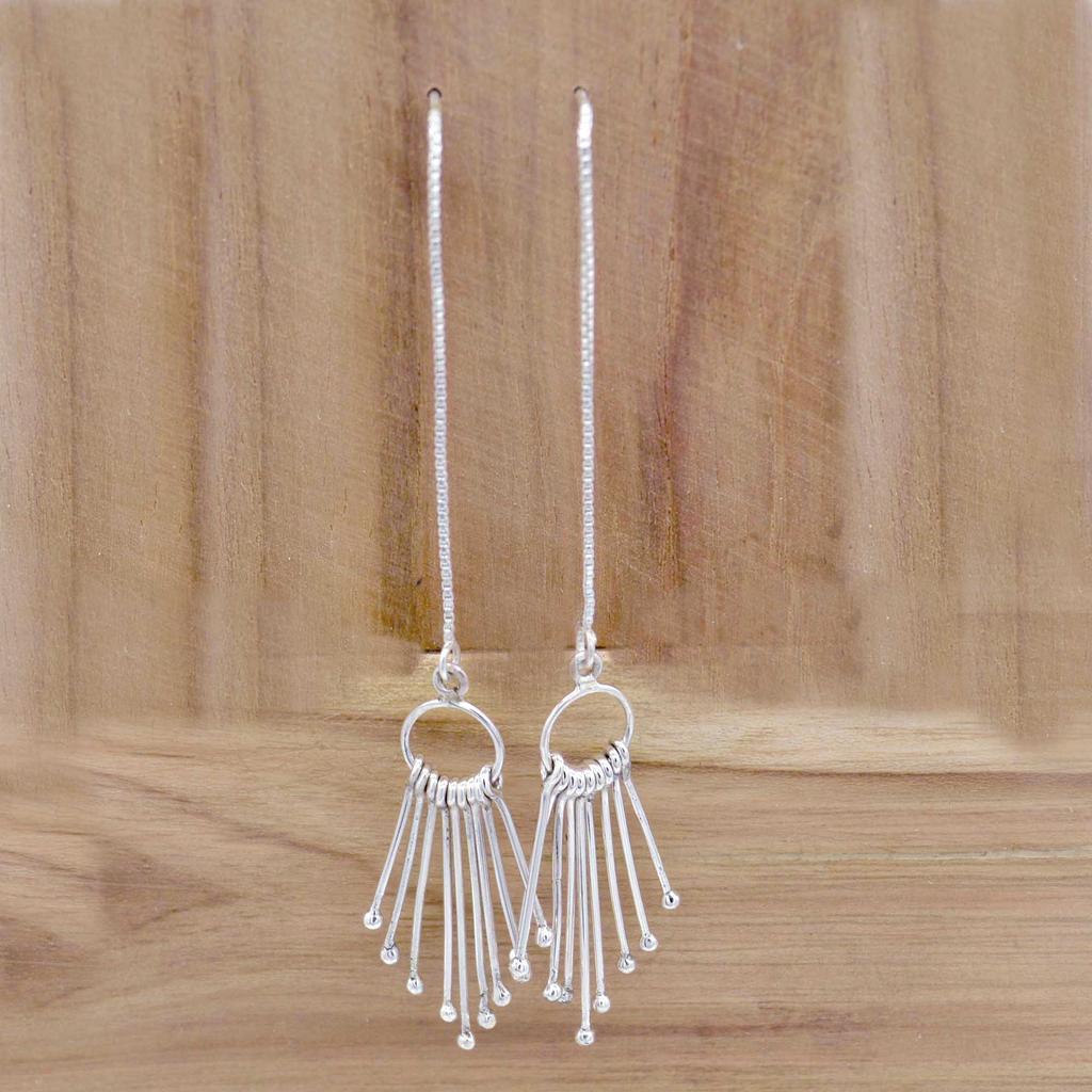 Женские серьги из серебра 925 пробы с кисточками, этнические серьги ручной работы с бахромой