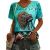 Женская летняя футболка с короткими рукавами и V-образным вырезом с индийским 3D-принтом