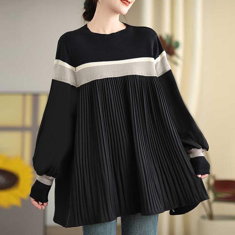 ZANZEA Женская повседневная свободная блузка с длинным рукавом и круглым вырезом