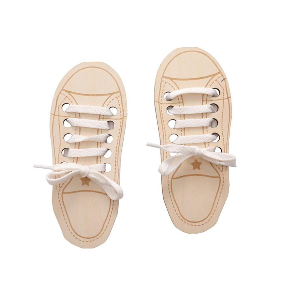 Деревянная игрушка для шнуровки обуви Доски для завязывания шнурков Монтессори-развивающая игрушка Учимся завязывать шнурки