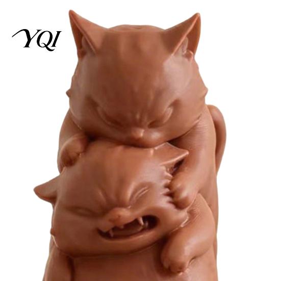 Modern Home Tabletop Decorations Fighting Cats Ornament, 3D Printed Stacked Kitten Figurine, Durable PLA Minimalist Room Decor for Bedroom Creative