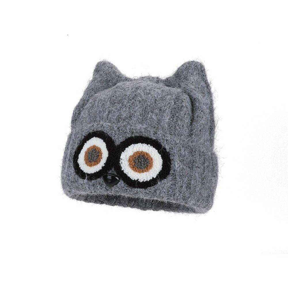 Knit Design Woolen Winter Cap Thick Material Owl Pattern Hat Adorable Fuzzy Knit Hat Autumn Season