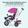 4 In 1 Folding Kids Trike Sit & Lying Toddler Stroller with Large Canopy Tricycle Dual Brake 3-Gear Adjustable Backrest Portable