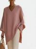 Women's Mid-Length V-Neck Long Sleeve Solid Color Knit Sweater, 2026 Collection