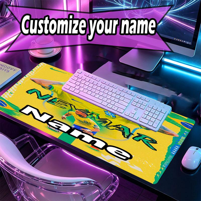 Custom Name Personalized Neymar Jr Pattern Mousepad, Laptop PC Desk Mat, Decorative Desk Mat for Home Keyboard Pad Gift