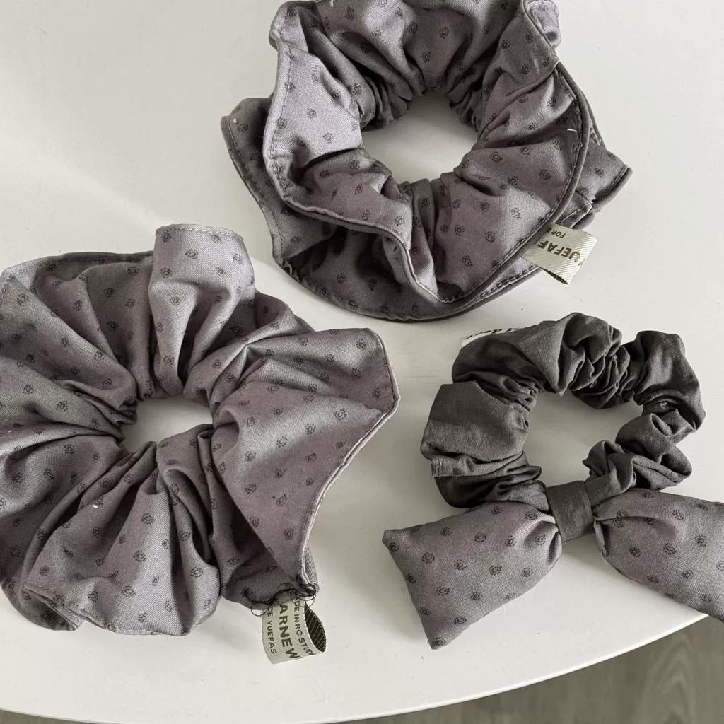 Retro Style Simple Wrapped Double Deck Striped Wooden Ear Edge Elastic Hair Rope Lazy High-End Ball Hair Band  Scrunchie