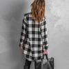 Клетчатая рубашка, пальто, женская куртка средней длины, осеннее пальто с длинными рукавами и карманами на пуговицах