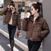 2025 Short Down Cotton Jacket Loose New Padded Jacket Women's Fashion Korean Version Winter Thickened Hooded Cotton Jacket Women's Bread