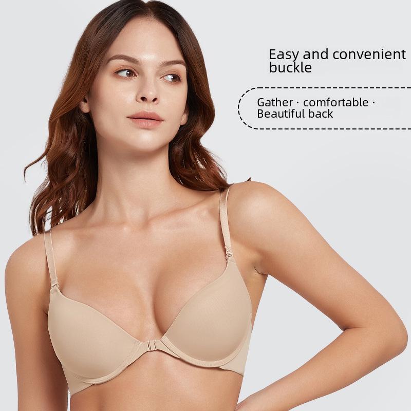 Breathable Front Closure Women's Anti-Sag Seamless Bra for Small Chests