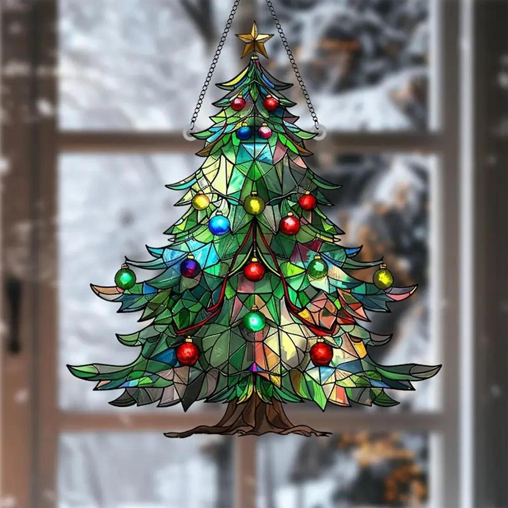1pcs Christmas Acrylic Sun Catcher Christmas Ornaments Sun Catchers Christmas Sun Catcher Ornaments Acrylic Christmas Tree Sun