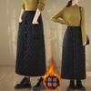 Women's High Waist Extra Long Windproof Down Cotton A-line Skirt - Thickened, Buttoned, Plus Size Winter Style