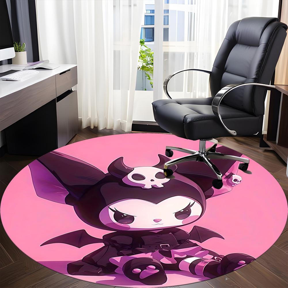 Круглый коврик для офиса Kuromi Sanrio, под офисные стулья, спальня, гостиная, домашний декор a0908197