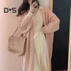 Women Autumn Winter Long Sweater Cardigan Twist Texture Long Sleeve Solid Color Open Front Knitting Coat Thickened Outerwear