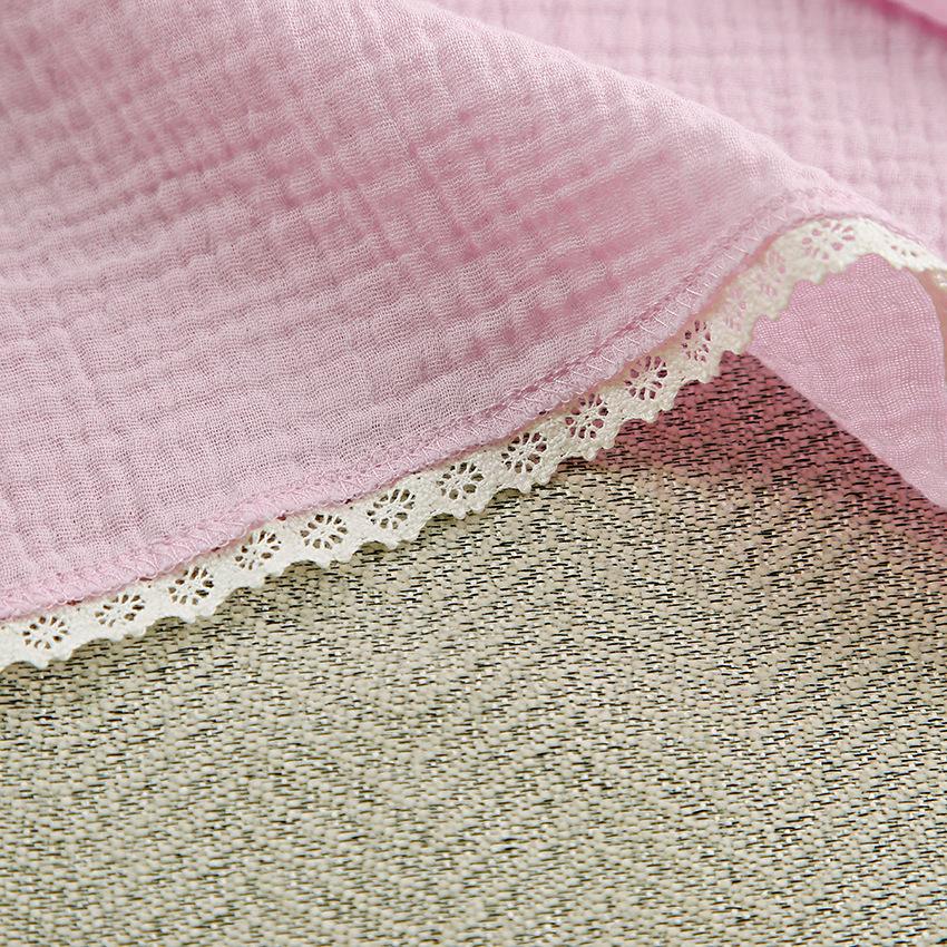 Solid Colour Crepe Cotton Pajamas Long Sleeve Shorts Ruffle Two Piece Set Homewear Ladies