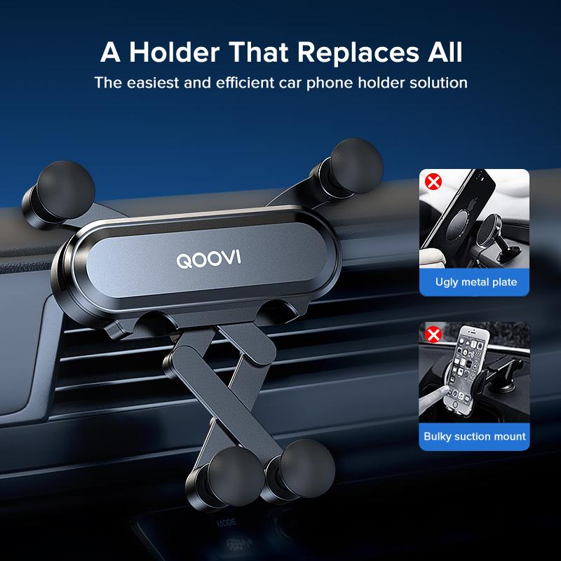 QOOVI Гравитационный держатель для телефона-подставка для автомобильного вентиляционного отверстия без магнитного держателя мобильного телефона с поддержкой GPS для iPhone 13 12 11 Pro Max Xiaomi Samsung