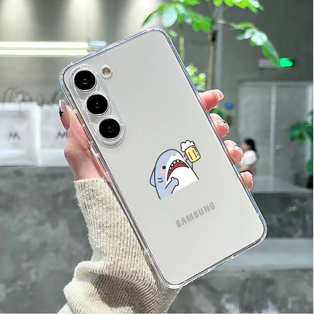 Cartoon Cute S-Shark Phone Case For Samsung GalaxyA10,12,13,20,21s,22,31,32,52,71,72,73,Soft Transparent Cover