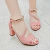 Spring Summer Sexy Fish Mouth Hollow Roman Sandals Thick With Word With Beaded High Heels Female Summer Sexy Female Sandals