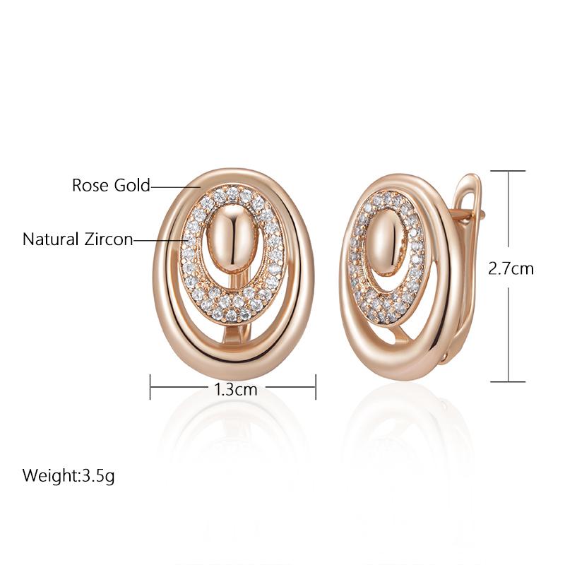 Круглые карманные серьги Kinel White Zircon для женщин, винтажные серьги цвета розового золота, ювелирные украшения