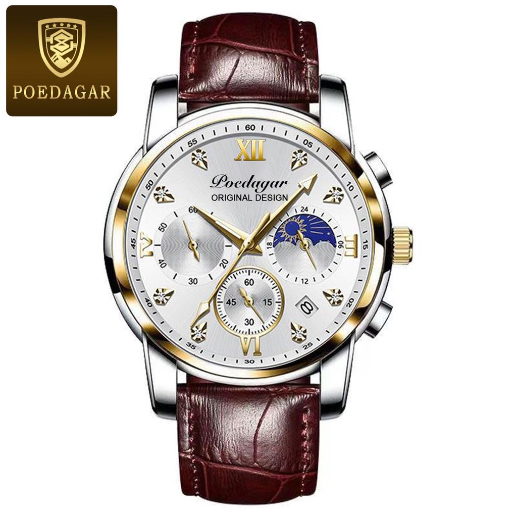 POEDAGAR New TOP Brand Luxury Men's Watch With Box Multifunctional Fashion Waterproof Luminous Men's Quartz Watches