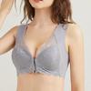 Женский бюстгальтер с застежкой спереди, кружевной широкий плечевой ремень, сплошной цвет, поддержка груди, бесшовный