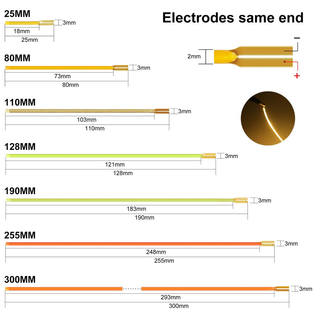 Free Cut 3V Flexible LED Filament for LED Bulb 25mm 80mm 110mm 128mm 190mm 255mm 300mm DIY Edison Bulb Parts COB LED Diode