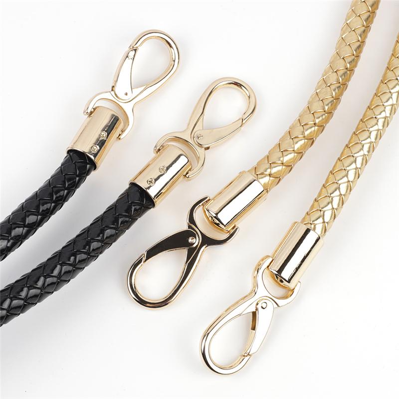 2pcs PU Leather Braided Rope Handles for Handbag Shoulder Bag Strap Handmade Bag DIY Accessories Alloy Metal Hook Buckle KZ0346