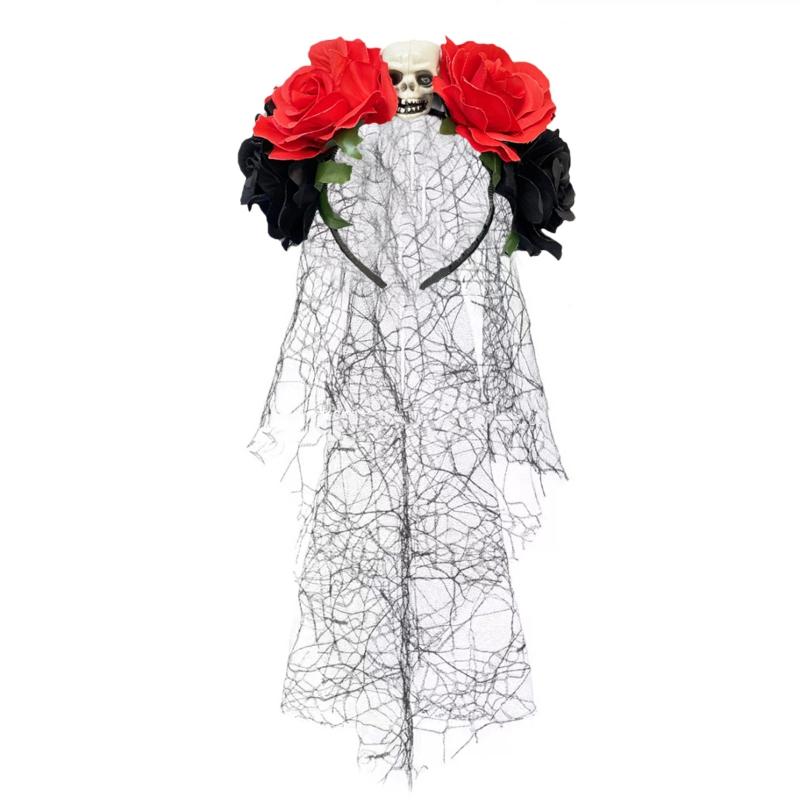 Повязка на голову в виде венка из роз, фотореквизит, бохо, Хэллоуин, головной убор для вечеринки, костюма, головной убор для Дня мертвых