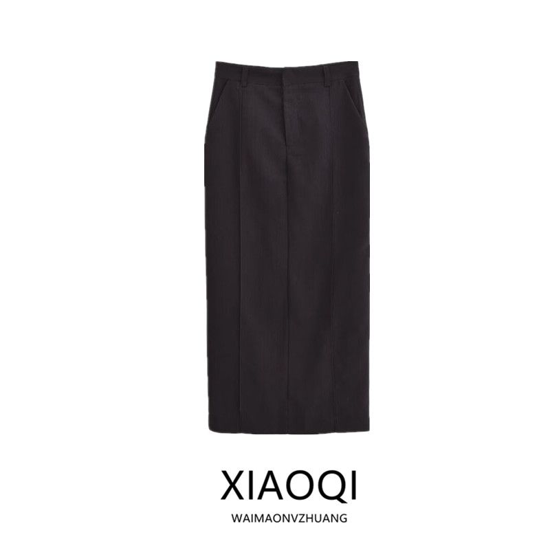 Fashion Style 2024 Fall and Winter New Women's Clothing Easiest for Match Long Straight Low Waist Black Long Skirt 8952207