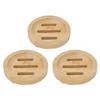 3pcs Bamboo Round Soap Dish Home Bathroom Retro Elegant Self Draining Soap Holder Tray for Kitchen