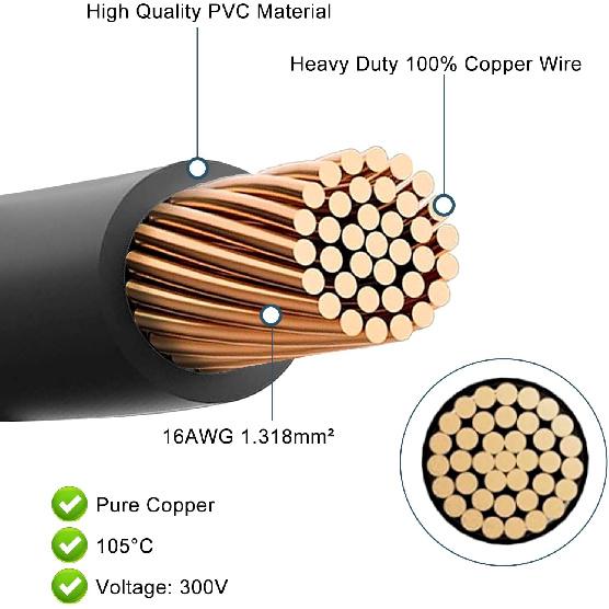CUZEC 12В/ 24В удлинитель с розеткой и зажимами для аккумулятора 4,9 фута / 1,5 м 16 AWG, зажим-крокодил на аккумулятор и адаптер прикуривателя