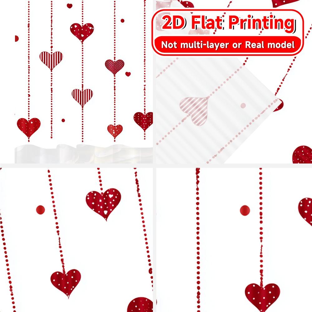 2D Flat Printing 2pcs Hanging Hearts Chic Contemporary Curtains Durable 100% Polyester Fabric Curtains Decorations Outdoor