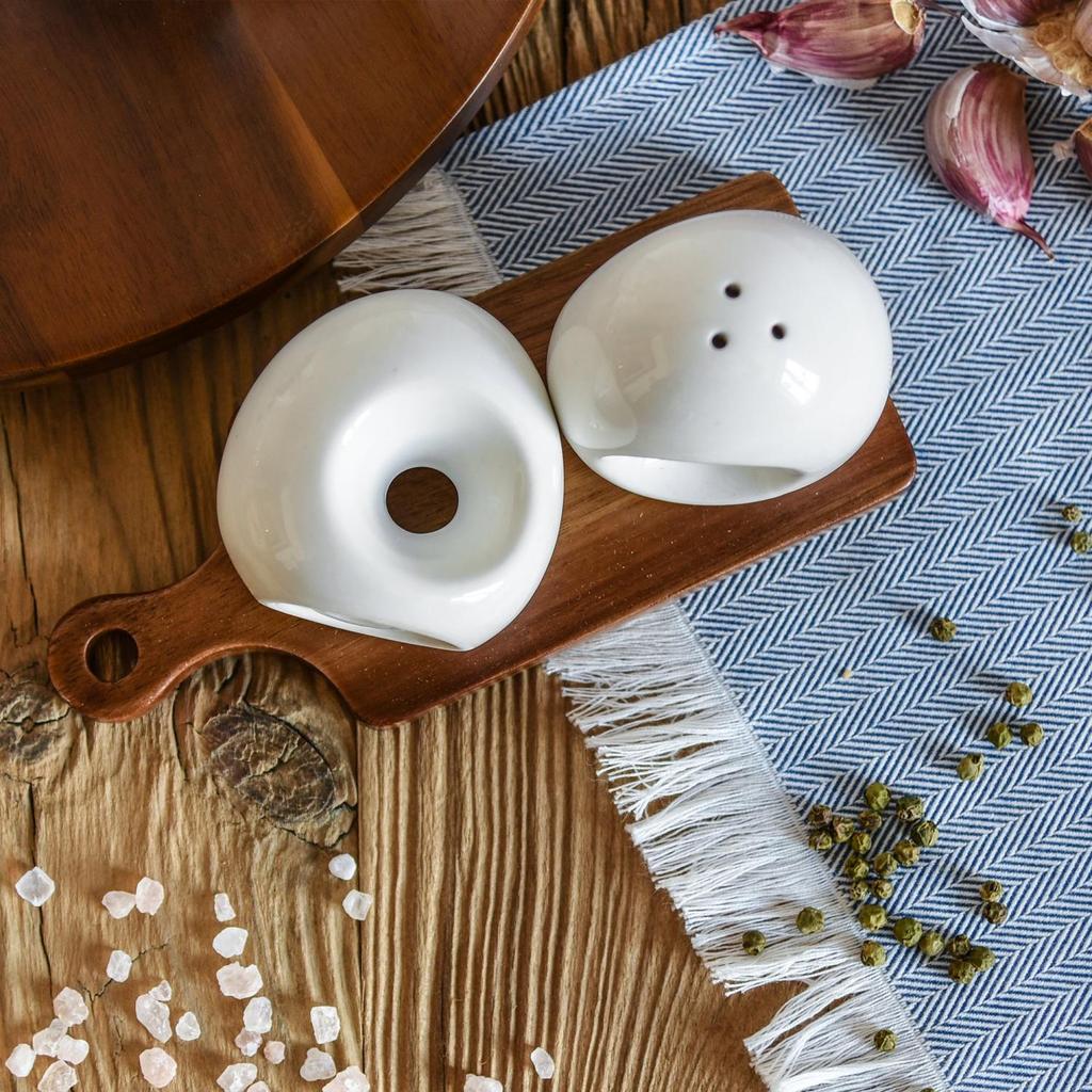 Acacia Salt and Pepper Shaker Set, Oval Shape