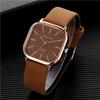 Fashion Casual Men's Big Dial Leather Watch British Style Square Business Wristwatch Jewelry