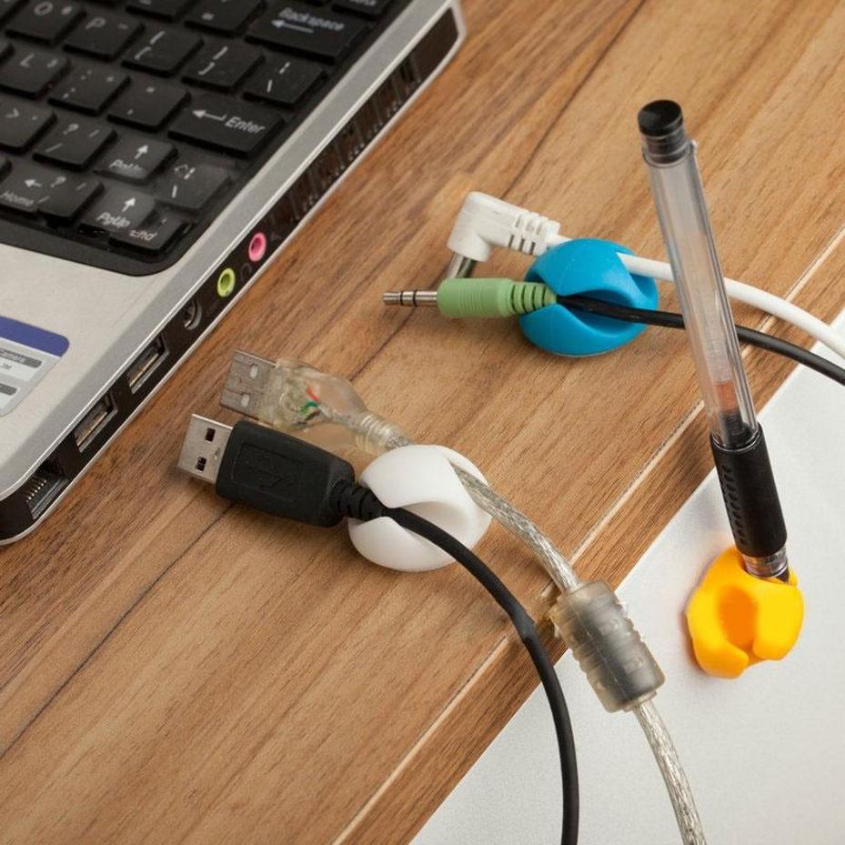 10 Pcs Cable Drop Clips Desk Tidy Organizer Wire Cord Lead USB Charger Holder Tools Random Color