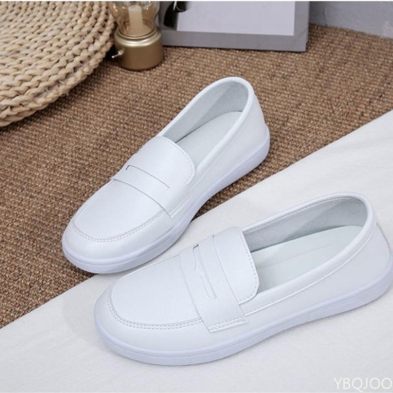 Fashion Women's Soft Sole White Breathable Non Tiring Foot Comfortable Non Slip Single Shoe Spring/summer New Casual Flat Shoes