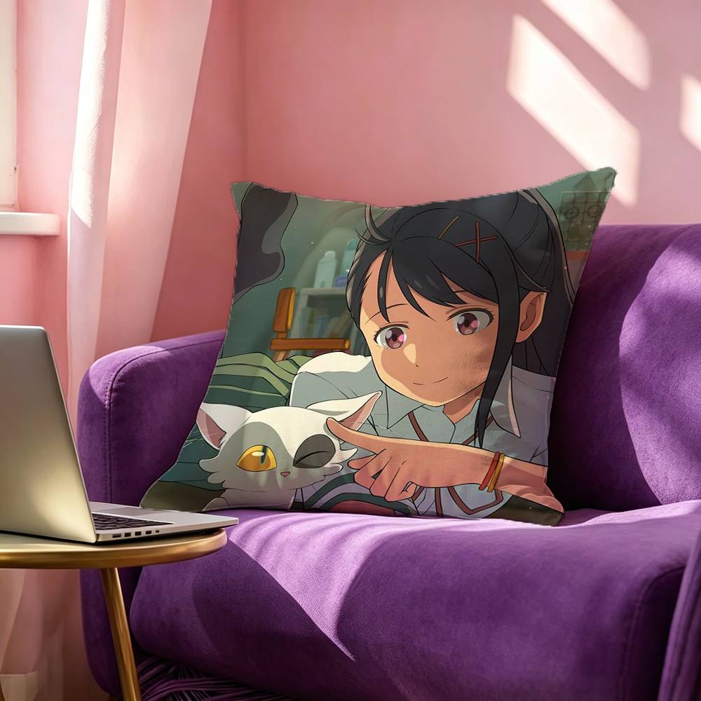 Movie SSuzume Square DoubleSided printed Pillow Case Bedroom Bedside Pillow Sofa Cushion Cover