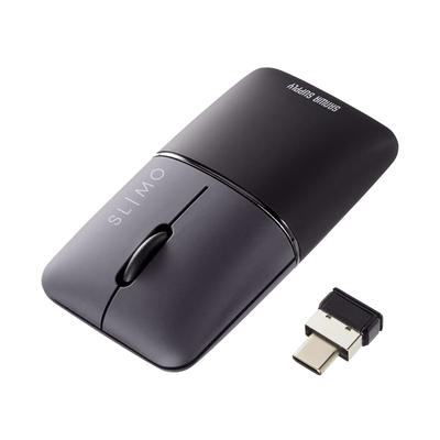 Sanwa Supply Silent Wireless Blue LED Mouse SLIMO (Перезаряжаемый, Type-C, черный) MA-WCBS310BK
