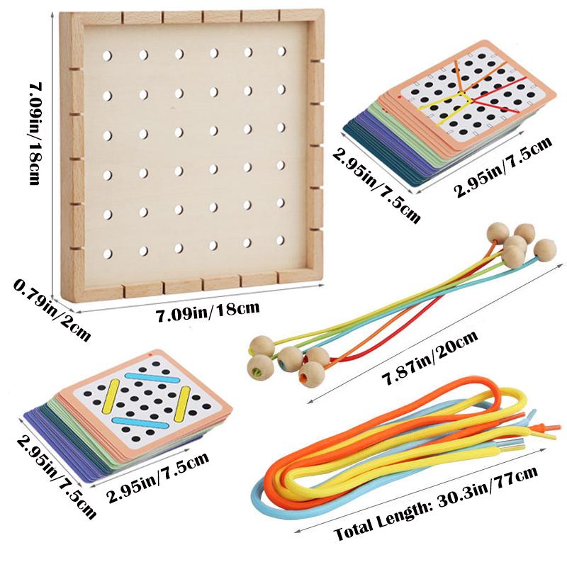 2 In 1 Logical Thinking Development Toy, Concentration Training Teaching Aids Elastic Rope And Threading Rope Game With Cards