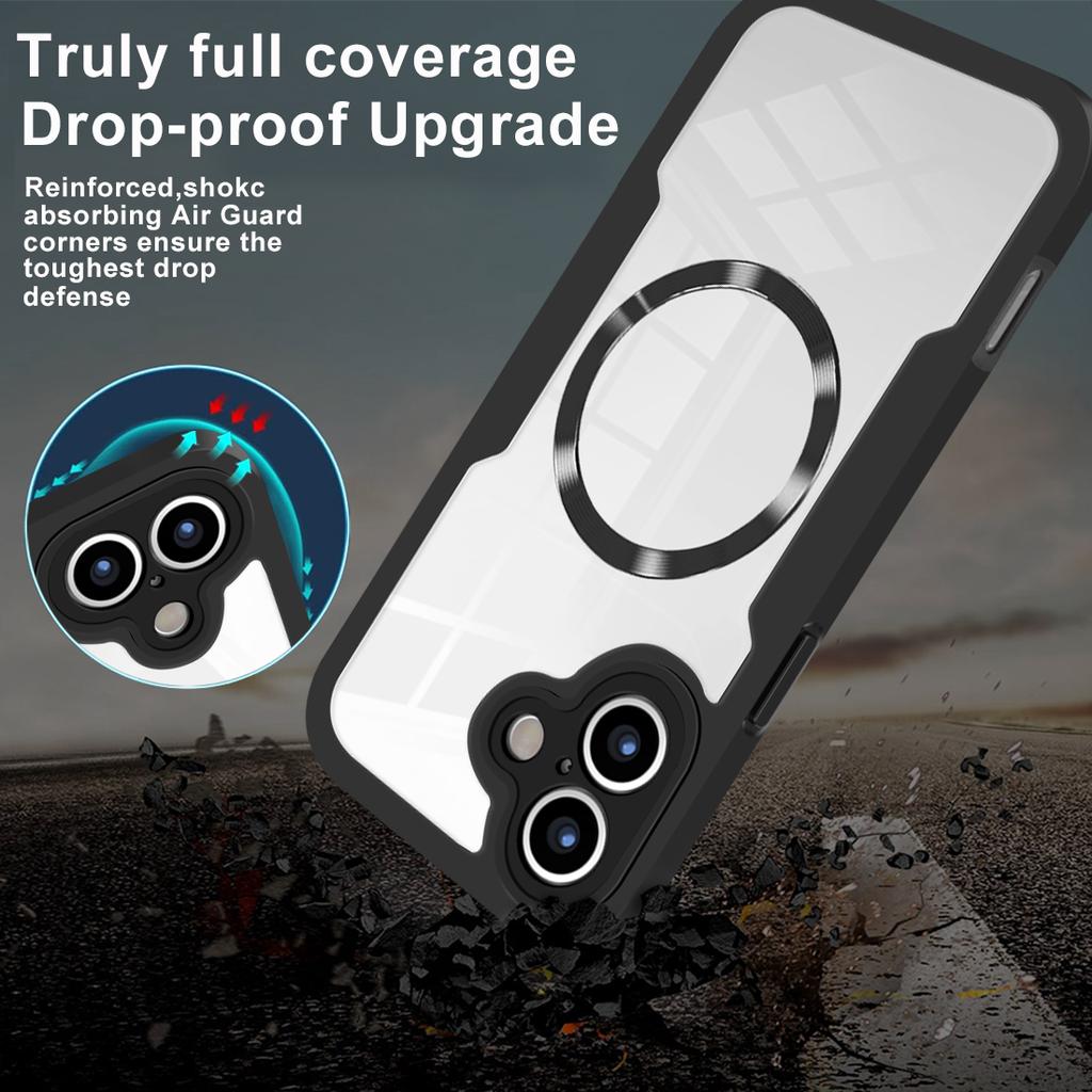 Подходит для iPhone 17 Pro Max 17Air Прозрачный Полноразмерный Противоударный Магнитный Чехол для Беспроводной Зарядки Тройной Защиты Для iPhone 16 15 14 13