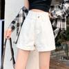 Pants Classic and Minimalist Fashion Versatile Thin Female High-waisted Double-breasted Thin Loose Wide-legged Pants Rolled Son Summer Denim Shorts